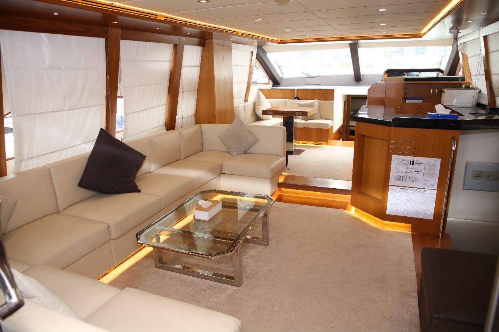 Integrity 70 ft Yacht: Elegant Interior Sitting Area